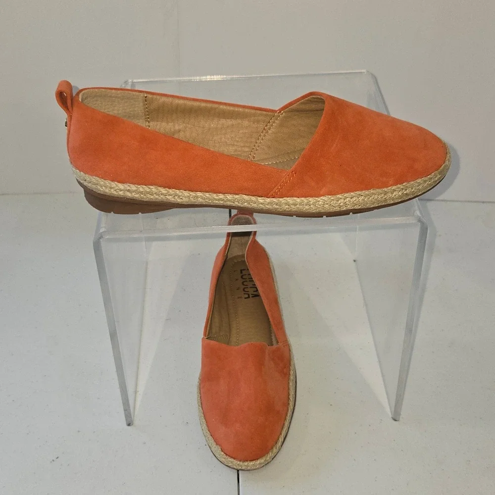 Lucca Lane Naomi Orange Suede Espadrille Flats Women Size 6M LLS19-60004 Slip On